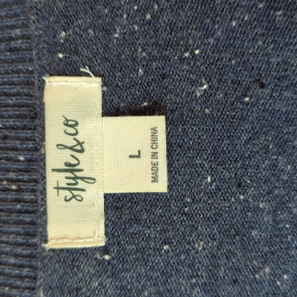 Style & Co, Blue Heathered V-Neck Tunic Style Sweater - Picture 3 of 5